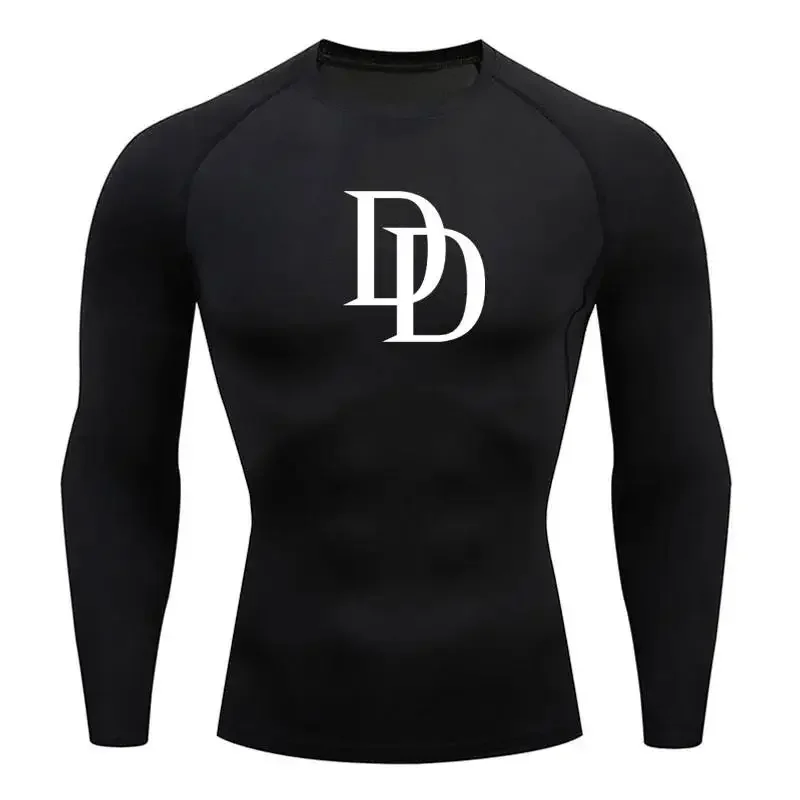 Men's Compression Fashionable Printed T Shirt Autumn Sportswear Running T-shirt Elastic Quick Dry Sport Gym Fitness TShirts Men