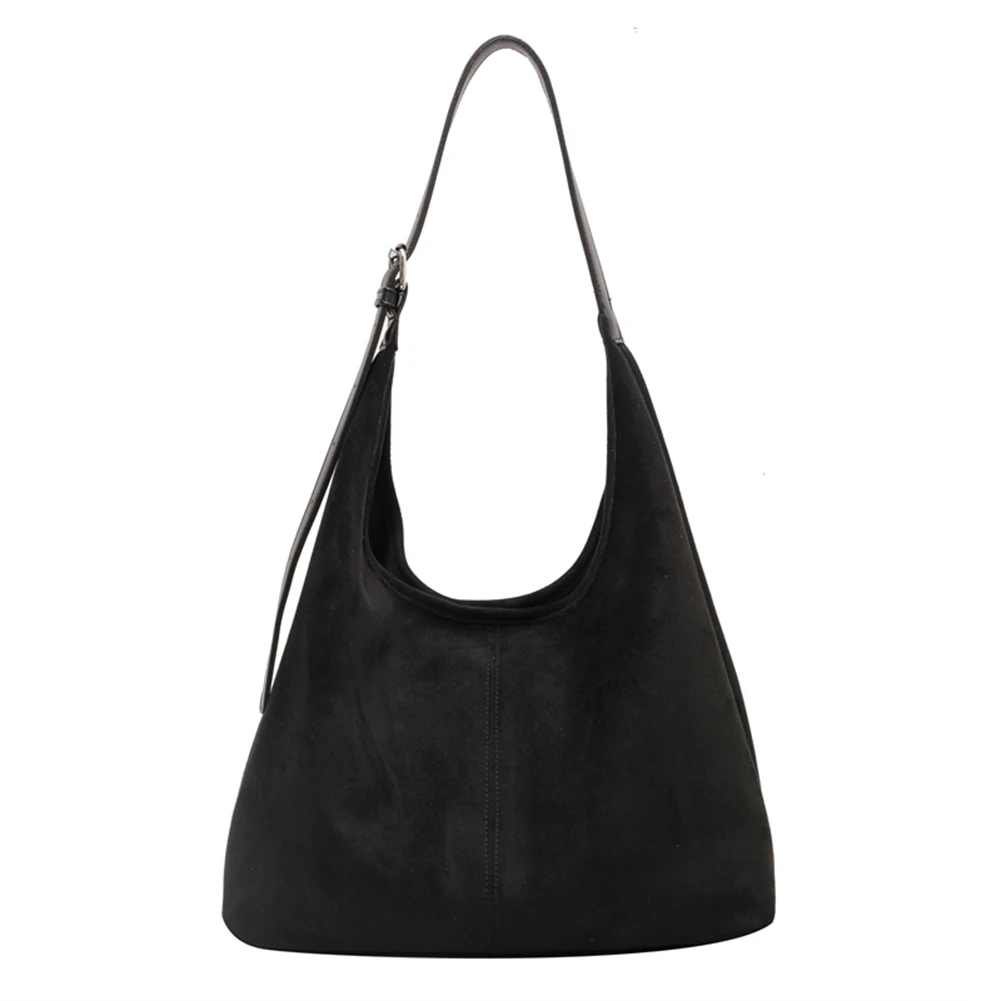 

Women Suede Shoulder Bag Stylish Crossbody Bag Solid Color Retro Handbag Adjustable Strap Casual Tote Purse Daily Commuting Bag