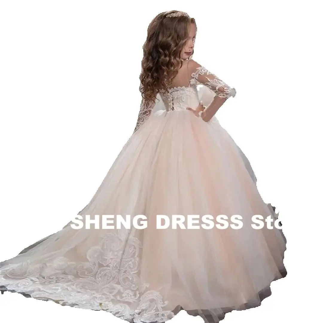 Flower Girls Dresses For Wedding Little Girl Toddlers Vintage Lace Child Princess First Communion Pageant Ball