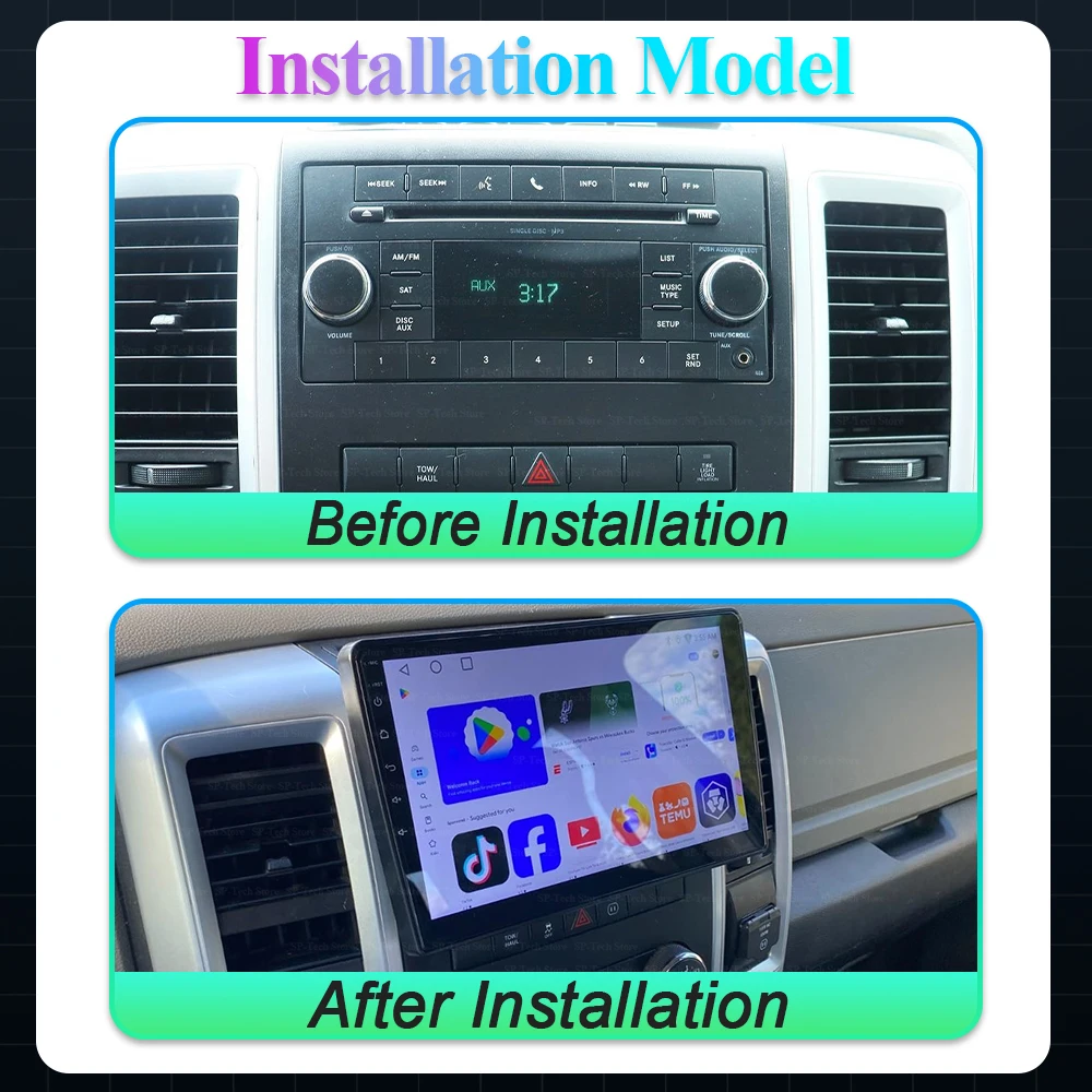 Android 16 For Dodge Ram 1500 2008-2012 Carplay Car Radio Multimedia Navigation Gps Autoradio Stereo Head Unit 2din Rds 5g Wifi