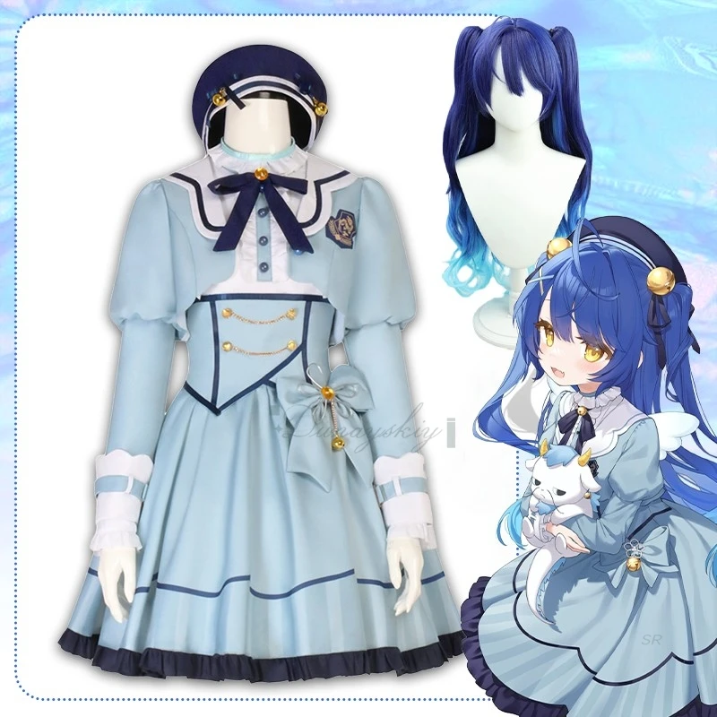 

Amamiya Kokoro Cosplay Costume Wig Anime Vtuber Full Set Women Lolita Uniform Lovely Dress Halloween Suit Carnival Party