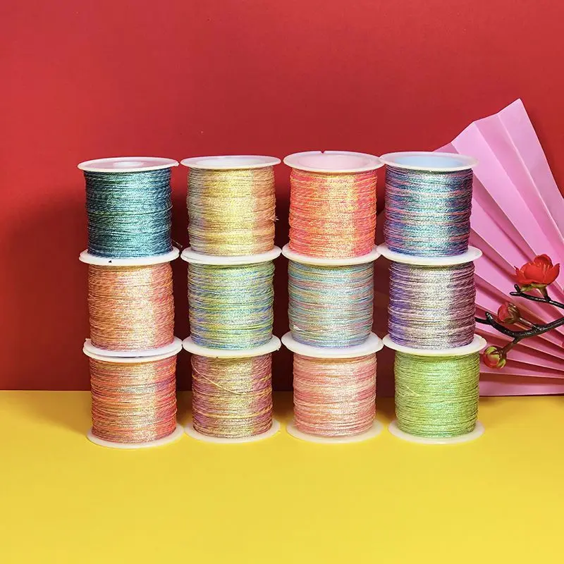 110M 3-strand Braided Thread Handmade DIY Segmental Dyed Gold Silver Strand Thread DIY Jewelry Winding Wire