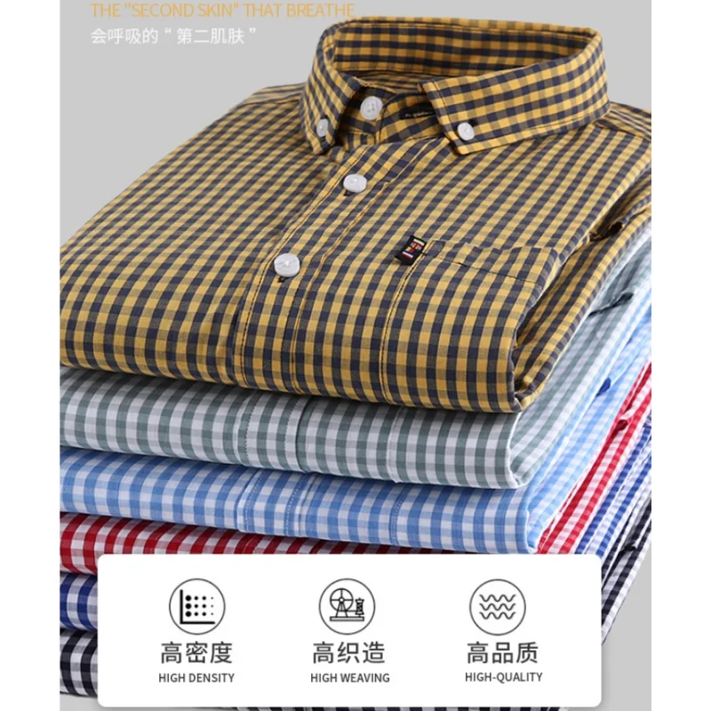 

Cotton Men's Plaid Shirt Autumn Winter Long Sleeve Business Shirts With Pocket Casual Men's Tops Big Euro Size XS-3XL C0241