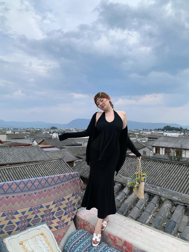 

Комплект из жилета и юбки Zhou Bai Zi LaDai Bla Diamond Set Ele для женщин, летний, модный, повседневный, высокого качества, новинка 2025 года