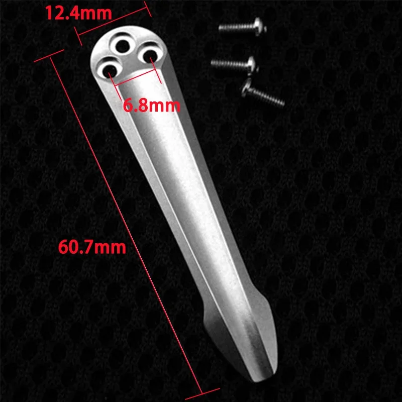 1 piece Titanium Alloy Pocket Knife Back Clip For Spyderco Paramilitary 2 C81 C10 3-Holes With 3 Titanium Screws CNC Clamp DIY