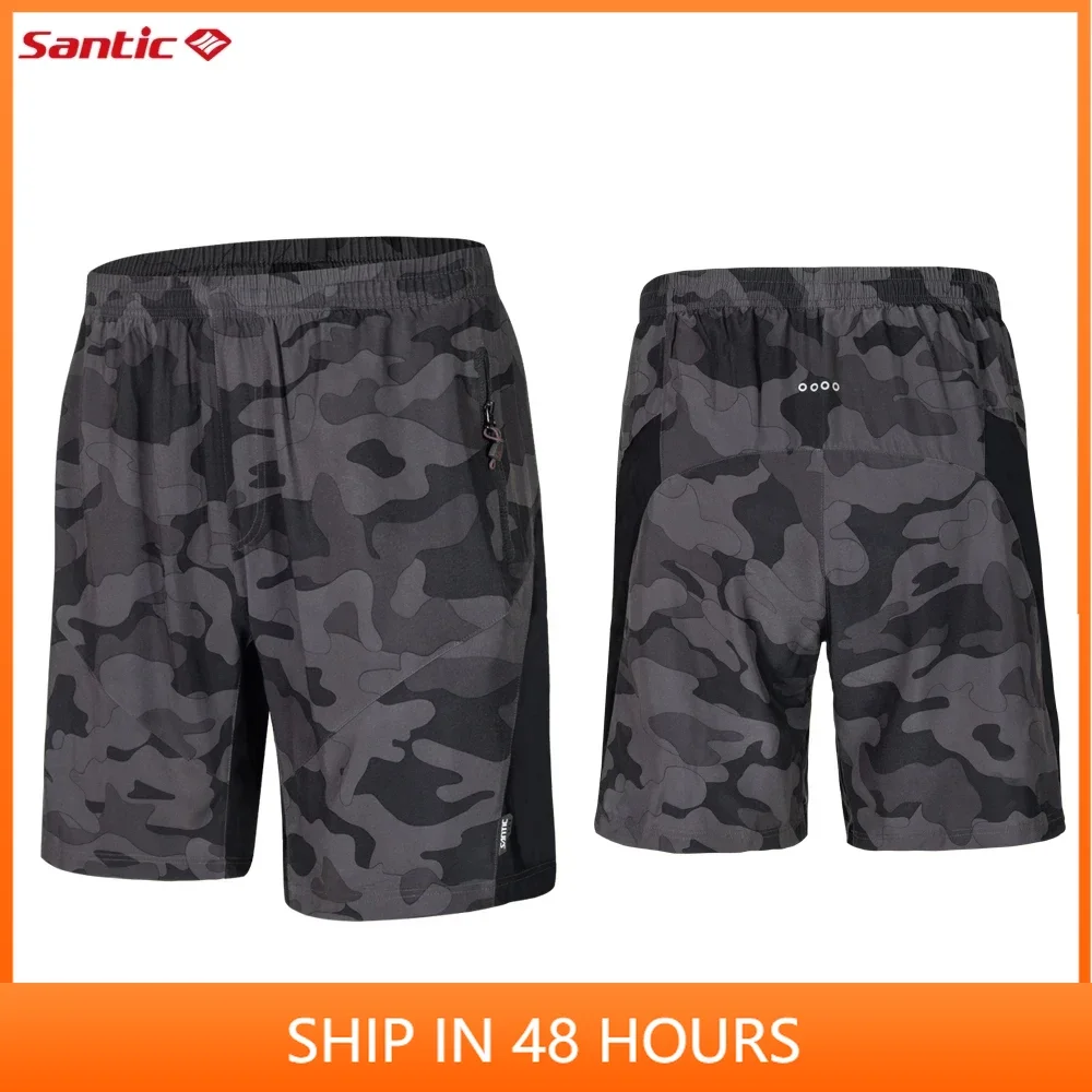 Santic Men Downhill Cycling Shorts  Reflective  Casual MTB Shorts Quick-drying Road Mountain Bike Running Short Trousers