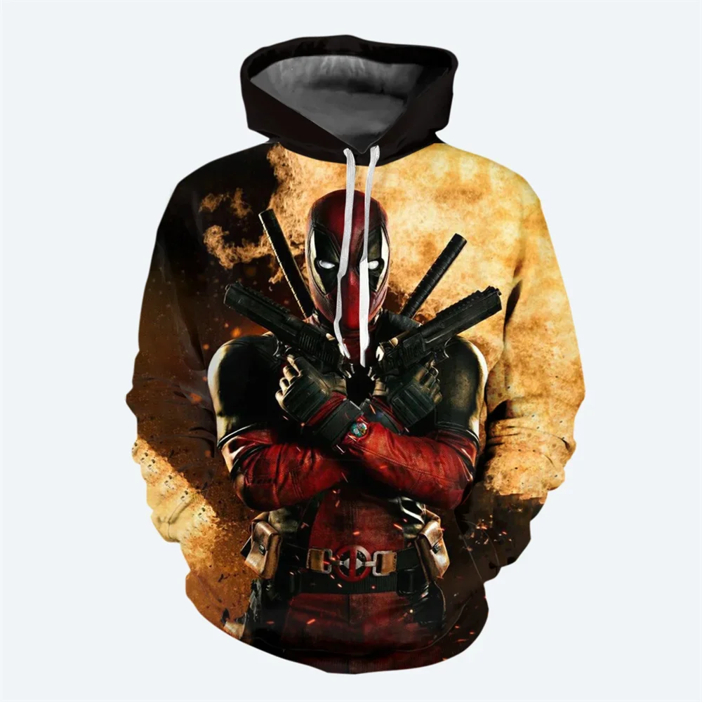 Disney Marvel Boys Girls Hoodies Deadpool Men's Hoodies 3D Printed Pullovers Fall Fashion Men's Hoodies Oversized Men's Clothing