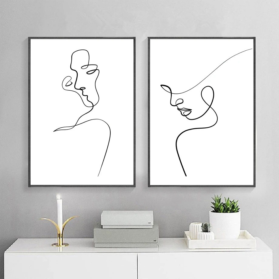 Abstract Line Face Woman Minimalist Wall Art Canvas Painting Nordic Posters And Prints Wall Pictures For Living Room Home Decor