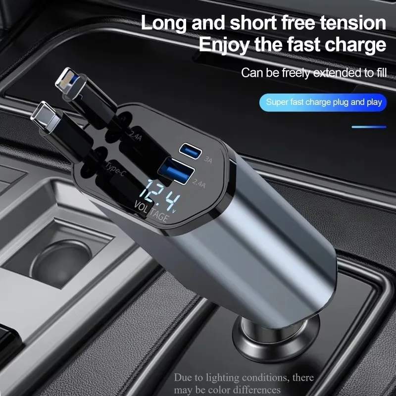 2 USB Port Car Charger Adapters, Suitable for Telescopic 4-in-1 Car Chargers, Supporting Ultra Fast Charging (up To 66W)