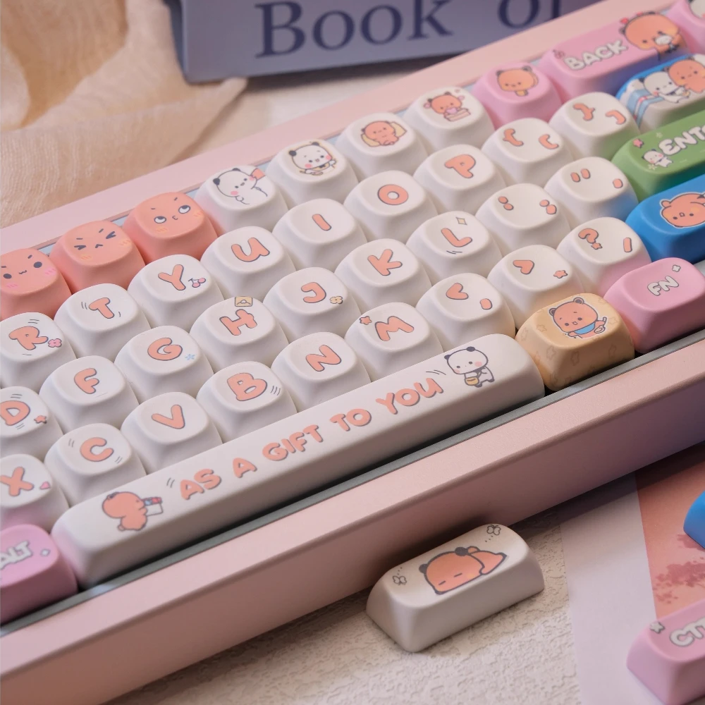 MAIMOOO Cute Bubu Yier Theme Keycap MOA Profile PBT Thermal Sublimation Kawaii Bear Panda Keycaps for Mechanical Keyboard Gifts
