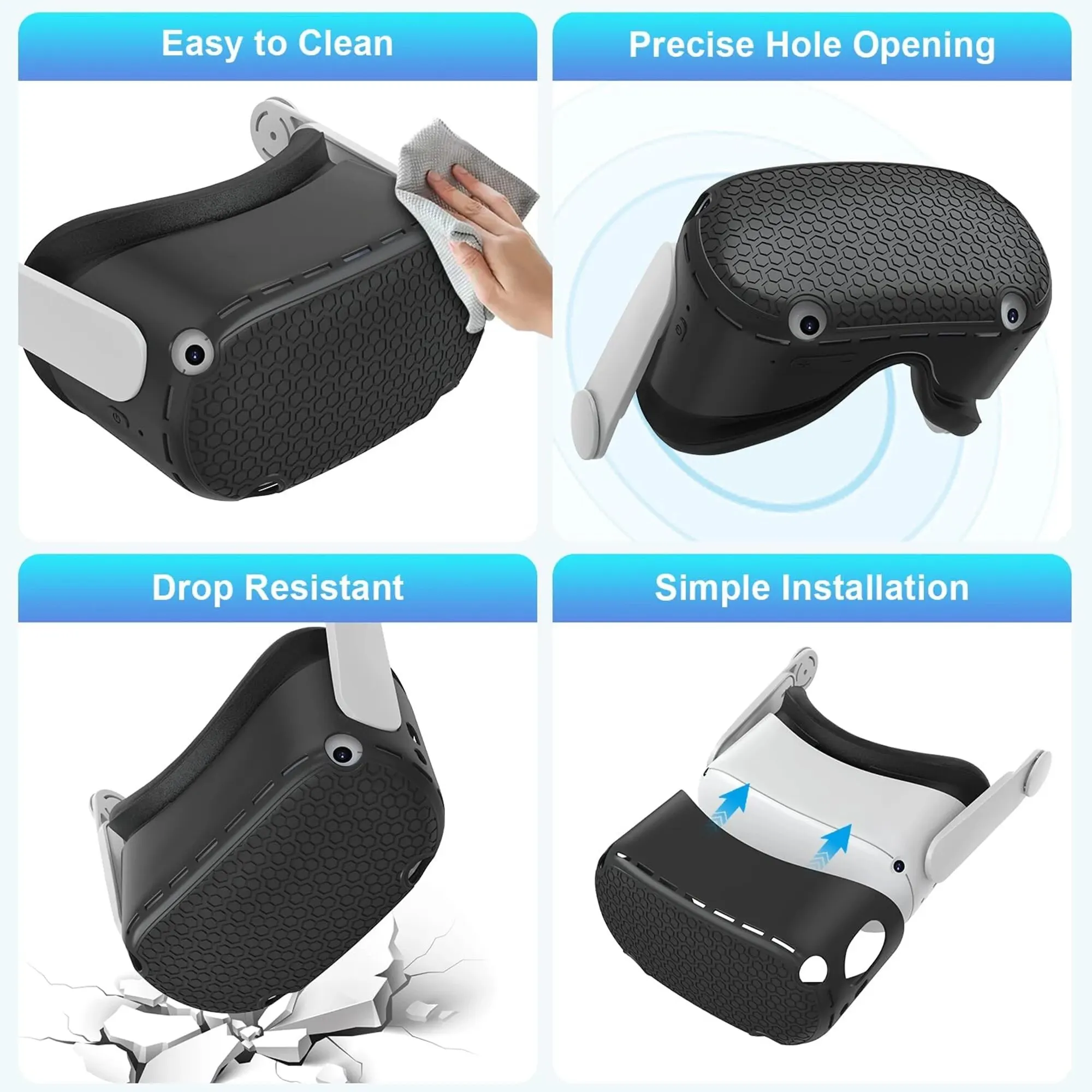 Silicone VR Shell Protective Cover Compatible with Quest 2, Headset Protector Cover Anti Scratch Anti Dust Anti Shock