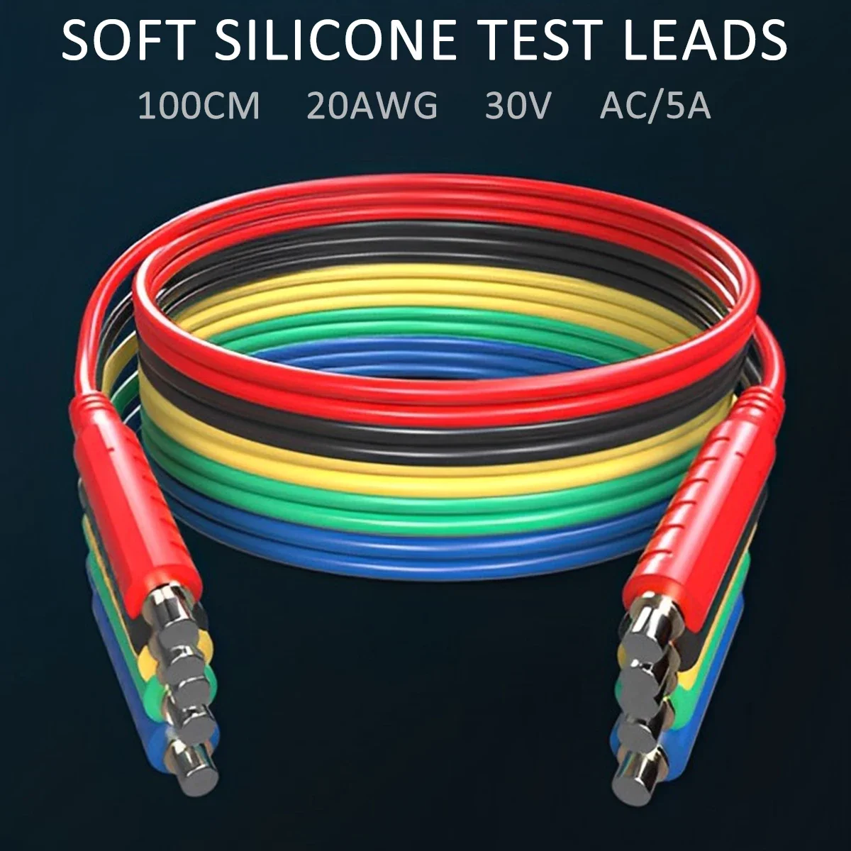 Imagem -05 - Conjunto Cabos de Teste Magnéticos Silicone Macio Flexível Jumper Fios de Teste 30v Ac5a 3.3ft Cabos de Teste Magnéticos para Teste Hvac Peças