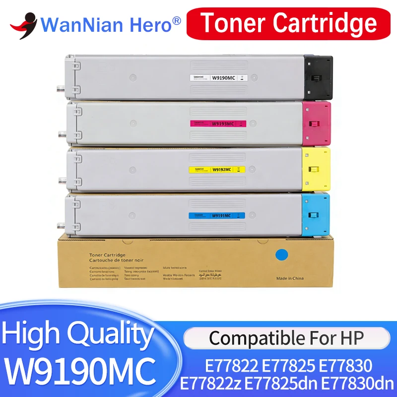 W9190MC W9040MC Toner Cartridge Compatible for HP Color LaserJet MFP E77822dn E77822z E77825dn E77825z E77830dn E77830z Printer