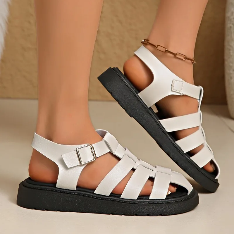 2026 Summer New Rome Closed Toe Women's Sandals Fashion Hollow Out Casual Thick Soled Comfort Women Shoes Zapatos De Mujer