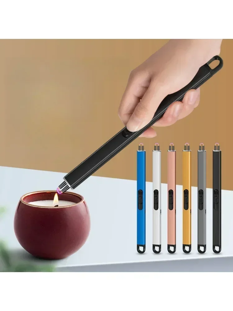 Briquet électronique à allumage par Arc d'impulsion coupe-vent, verrouillage de sécurité, affichage de la batterie, allumeur de cuisine pour barbecue en plein air, briquet électrique USB