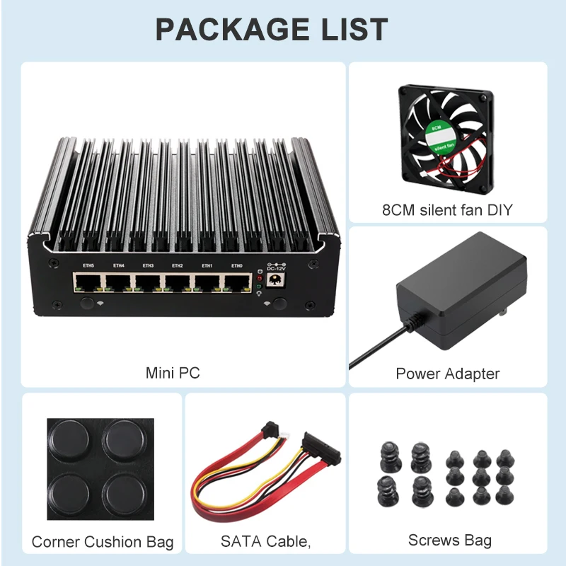 인텔 셀러론 6305/N150/펜티엄 골드 8505 소프트 라우터 6랜 i226-V 2.5G 팬리스 미니 PC NVMe SATA pfSense 방화벽 어플라이언스