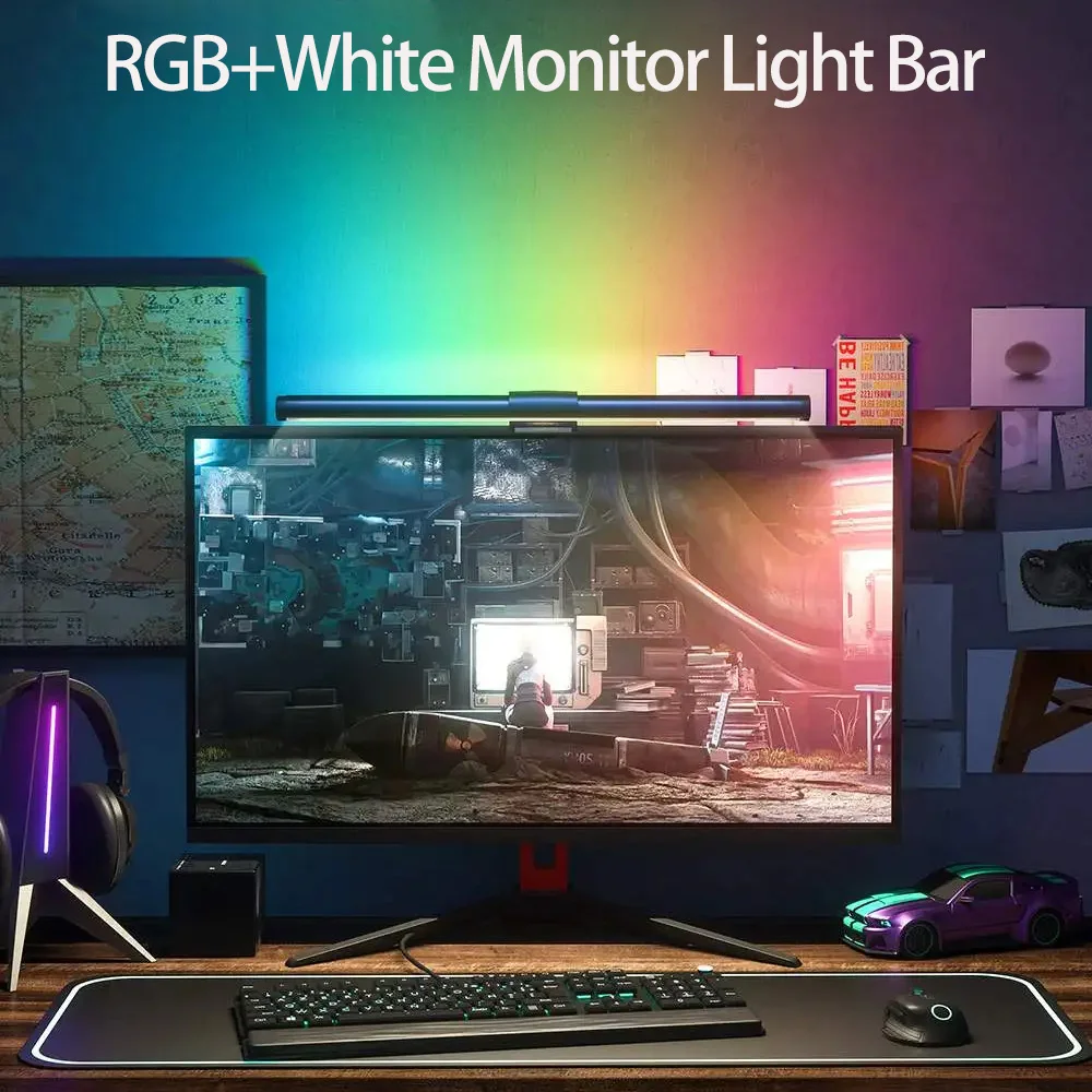 RGB настольная атмосферная световая полоса, светодиодная защита глаз, обучение, чтение, подвесной светильник, экран дисплея ПК, освещение, ночник