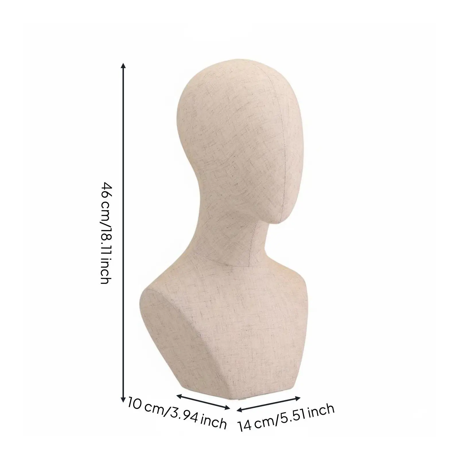Mannequin Head Abstract Faceless Design Securable Hairpiece Head Stable Base Hat Display Stand for Showcase Window, Commerce