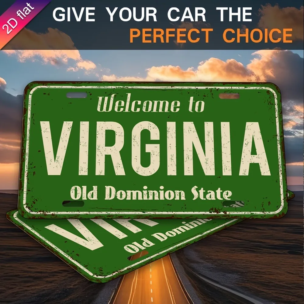 1 قطعة لوحة ترخيص فرجينيا خمر |   11.8 بوصة × 5.9 بوصة معدن شديد التحمل، شعار الدولة المطبوع بالأشعة فوق البنفسجية (حروف خضراء/بيضاء متعثرة)