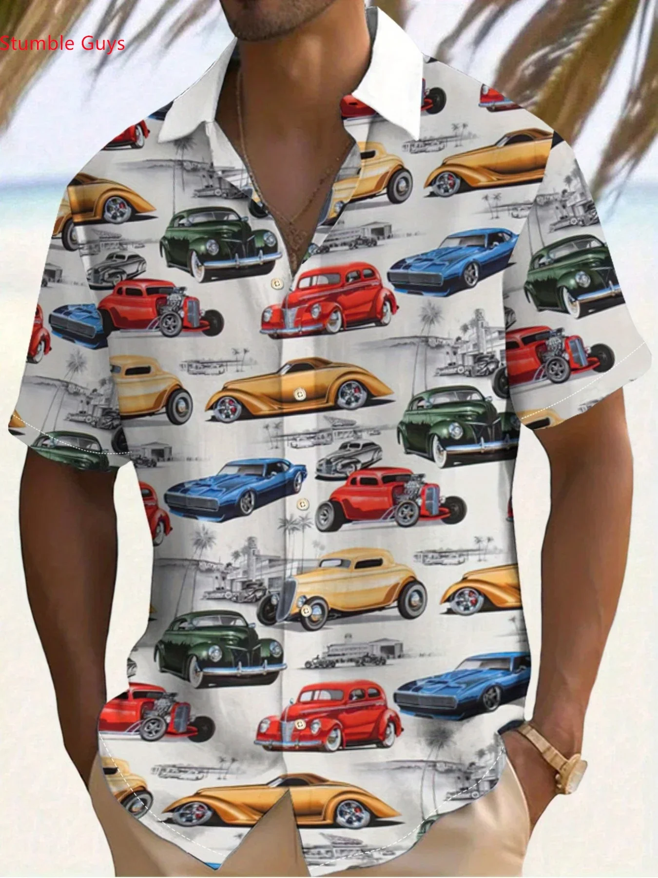 

Summer High Street Loose Men's Hawaiian Shirt Man Short Sleeve Graphic Print Casual Fashion Beach Street Style Tops