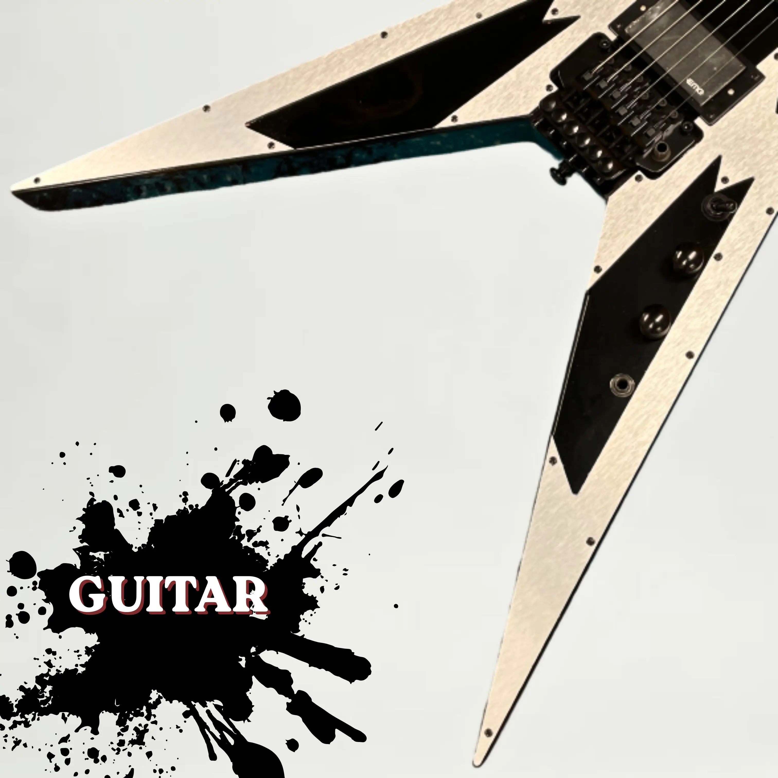 Cool Angular 6-String Electric Guitar Silver Metallic Finish, Rich & Full Tone Guitars, Ideal for Guitar Enthusiasts Guitarra