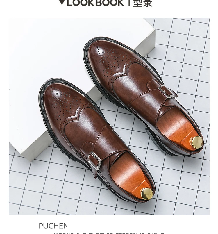 High Quality Brogues Party Wedding Shoes For Men Formal Office Men's Dress Shoes Slip On Casual Leather Business Loafers Shoes