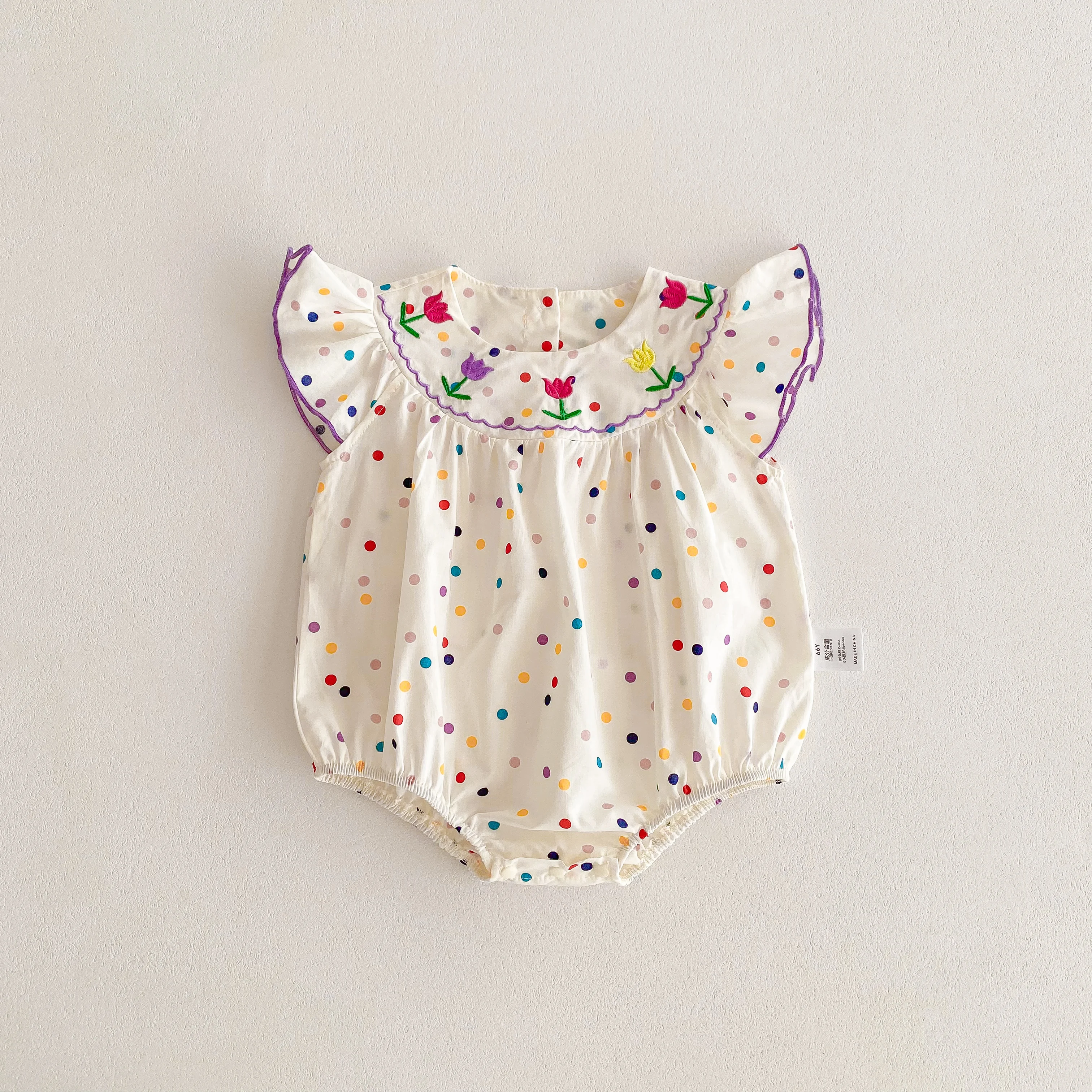 Summer Bodysuit Newborn Girl Cartoon Flower Print Polka Dot Pattern Jumpsuit Infant Girl Romper Baby Clothes 0-2 Years Old