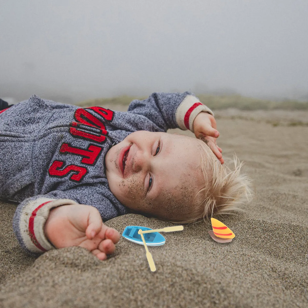 

1Set Miniature Beach Ornaments Durable Resin Boat Beach Umbrella Slippers for Mini House Sandbox Play Toy House Accessories