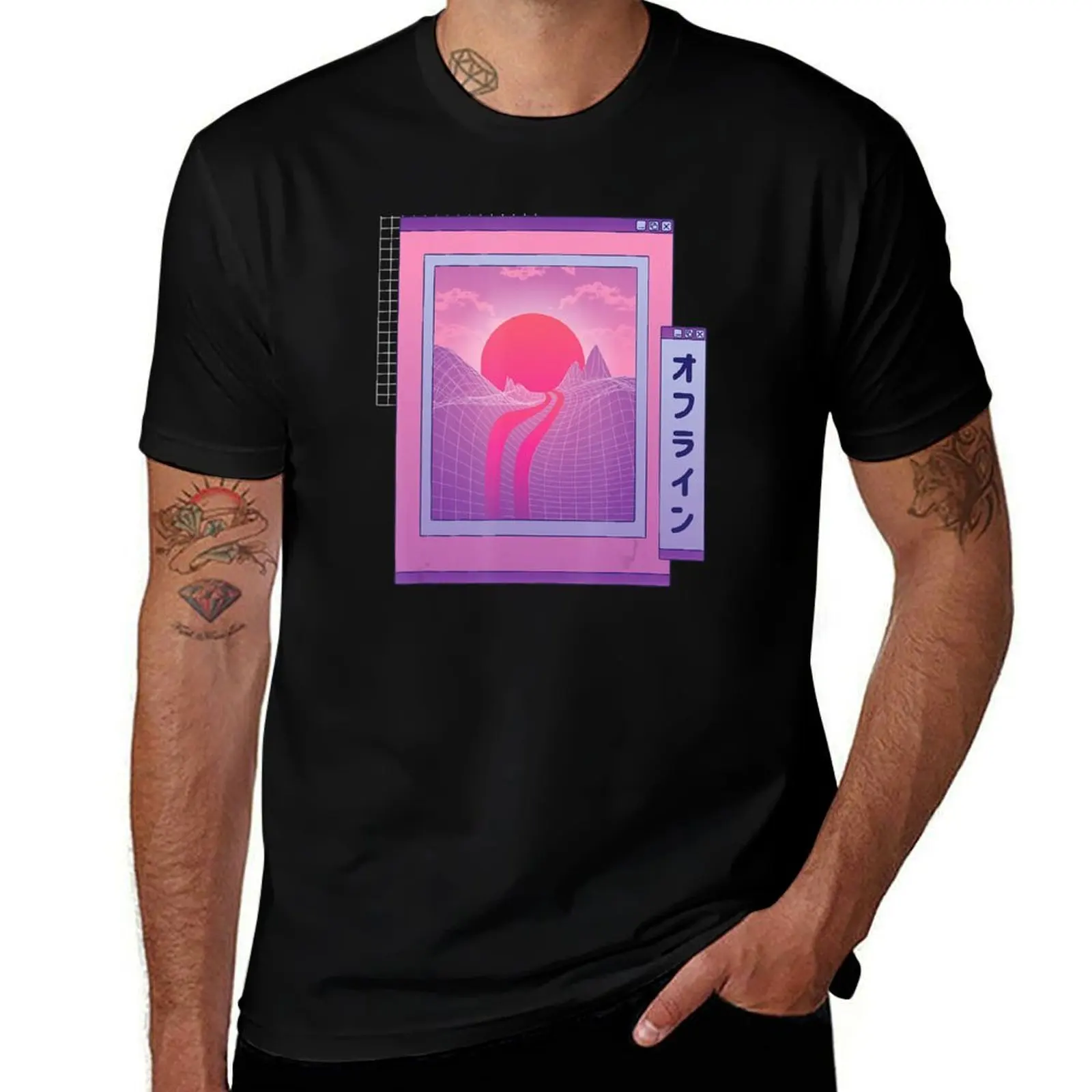 Aesthetic Japanese Retro Japan Anime Glitch Vaporwave T-Shirt Retro Style Print Casual Top T-Shirt