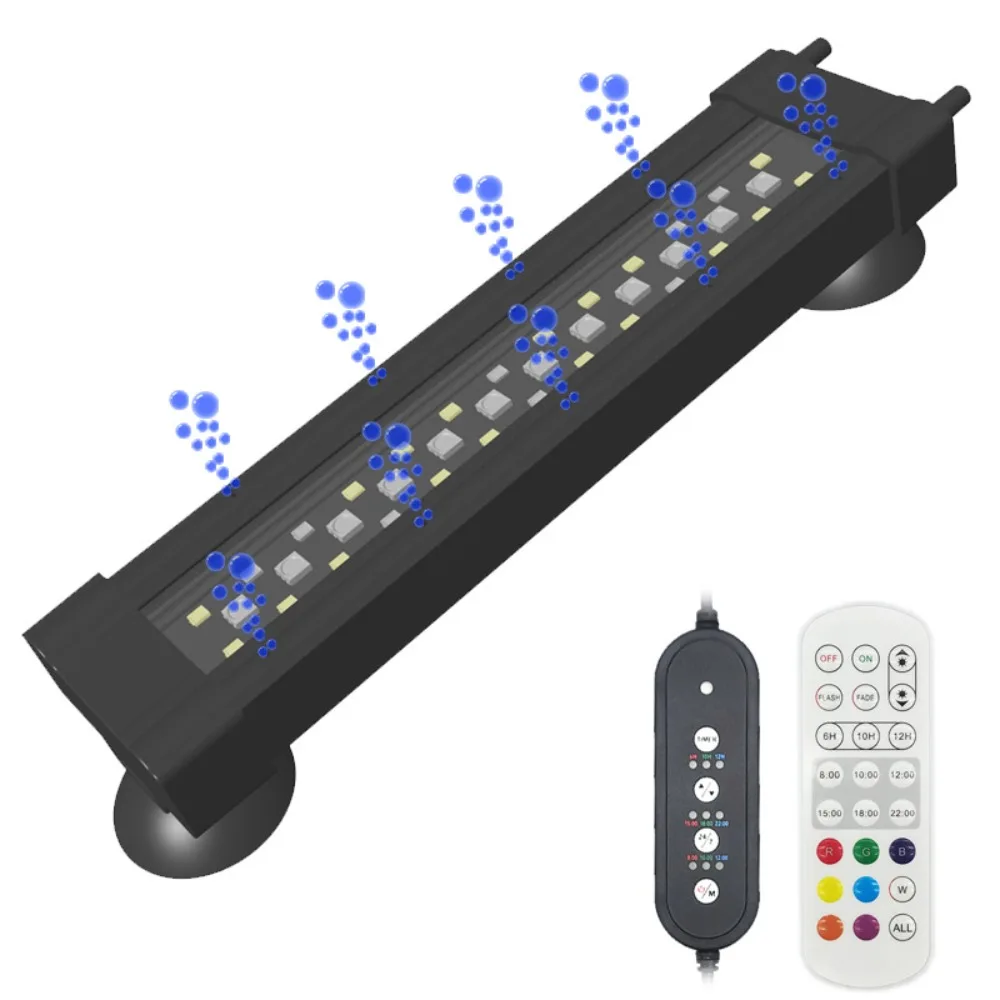 

24/7 Submersible Aquarium Light,Sunrise Sunset Fish Tank Light with Air Bubble Hole,RGB Color Changing Waterproof Remote Control