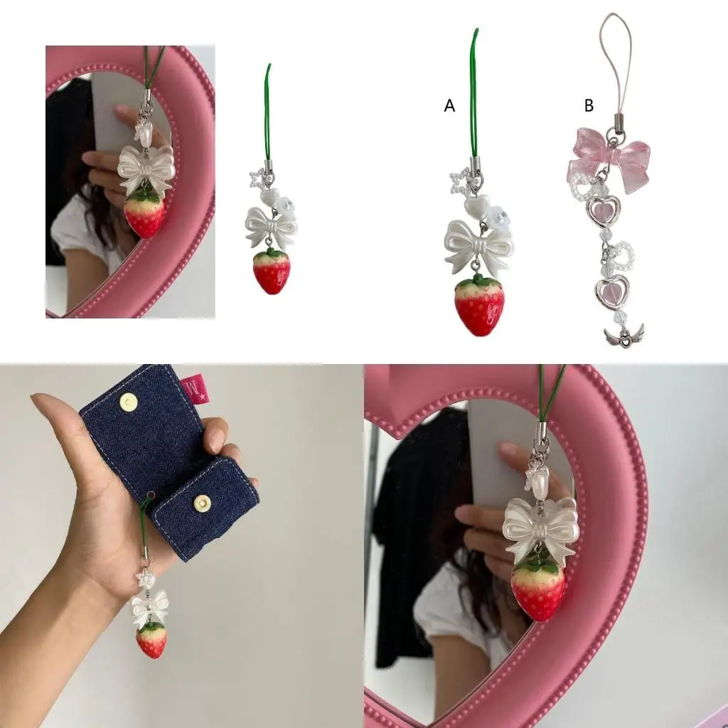 

A52E Handmade Resin Material Bowknot Phone Strap Resin Material Gift for Women Girls