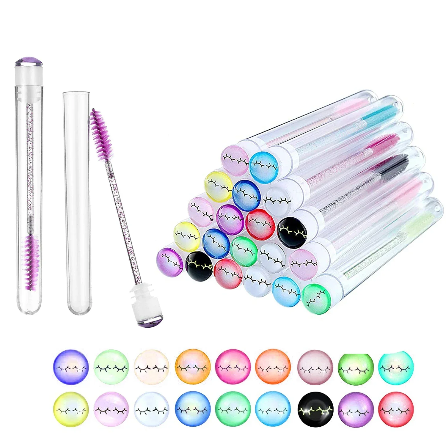 A038 50pcs Reusable Eyebrow Brush Tube Disposable Eyelash Brush Eyebrow Brush With Eelash Resin Drill Replaceable Makeup Brushes