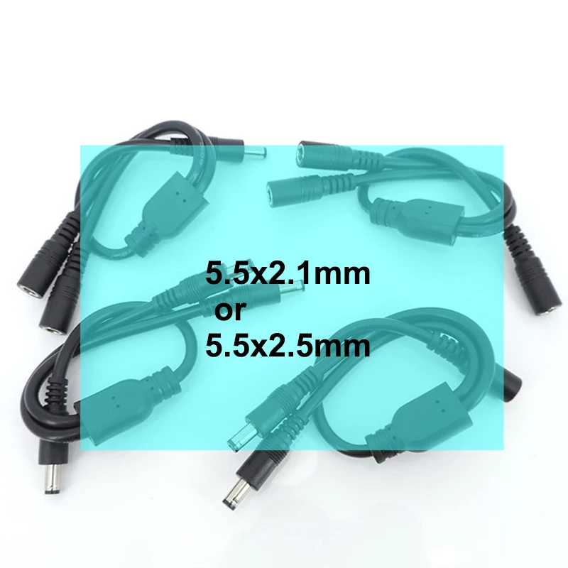 5.5x2.5mm 5.5x2.1mm 18awg 10A 5V-36v 2 way 1 male female to 2 male female DC Power supply Cable 5.5x2.5 Splitter connector Plug