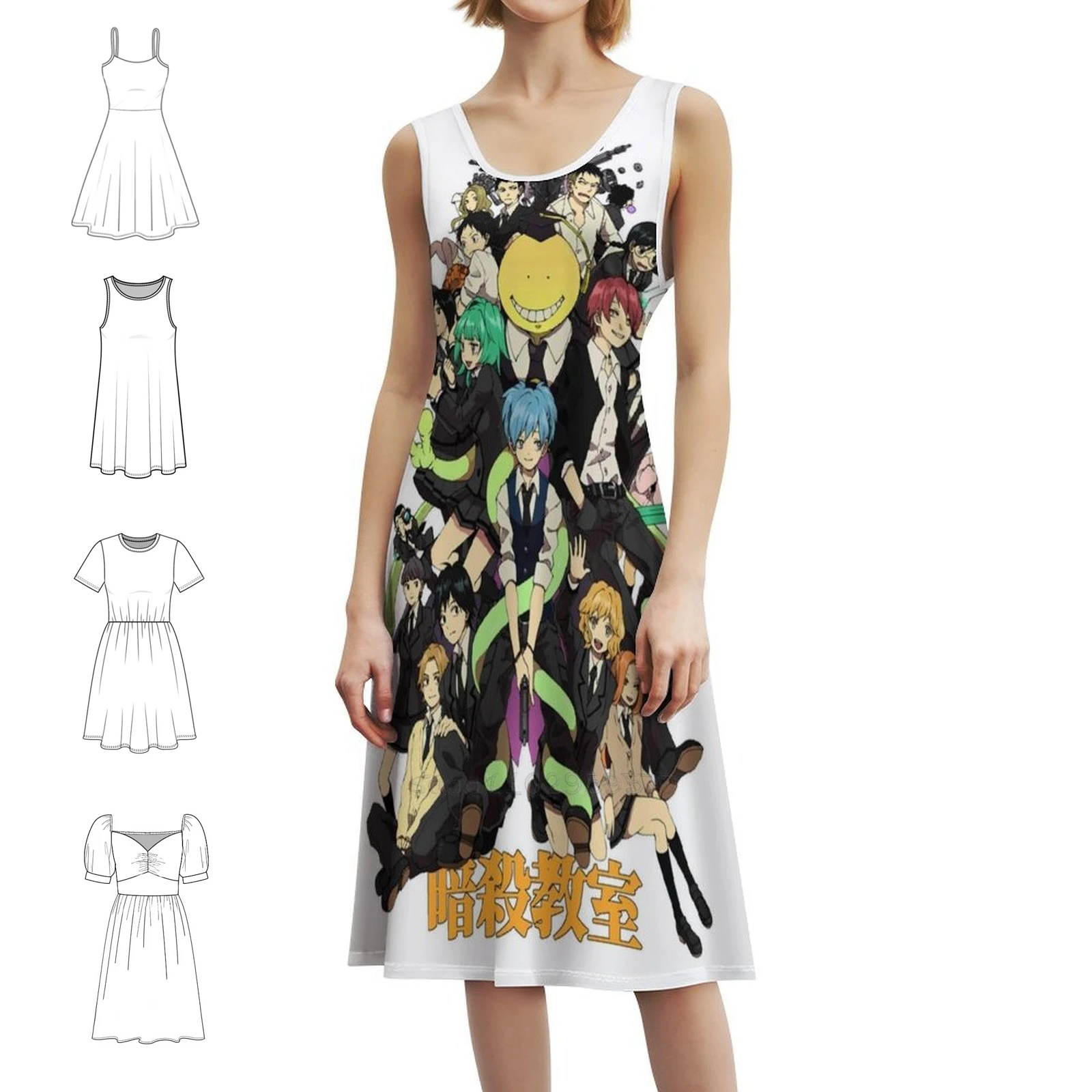 فستان بوهو أنيق للفصل الدراسي أنيق على الشاطئ لحفلات الزفاف Ansatsu Kyoshitsu Korosensei Hinata ملابس نسائية #1