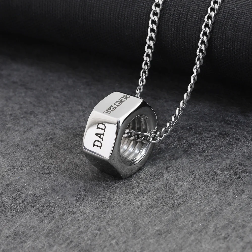 

Personalized Men's Necklace DIY Engraving Stainless Steel Necklace Custom Name Dad Gift Father's Day Jewelry Gifts