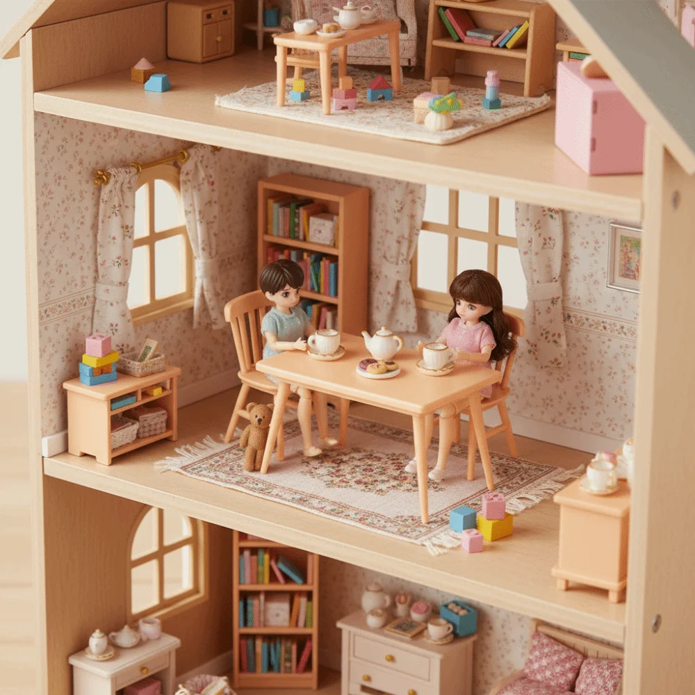1 Set Ornament Simulation Miniature Table and Chair Model Plastic Mini Dollhouse Scene Ornament Detailed for Dollhouse Scene