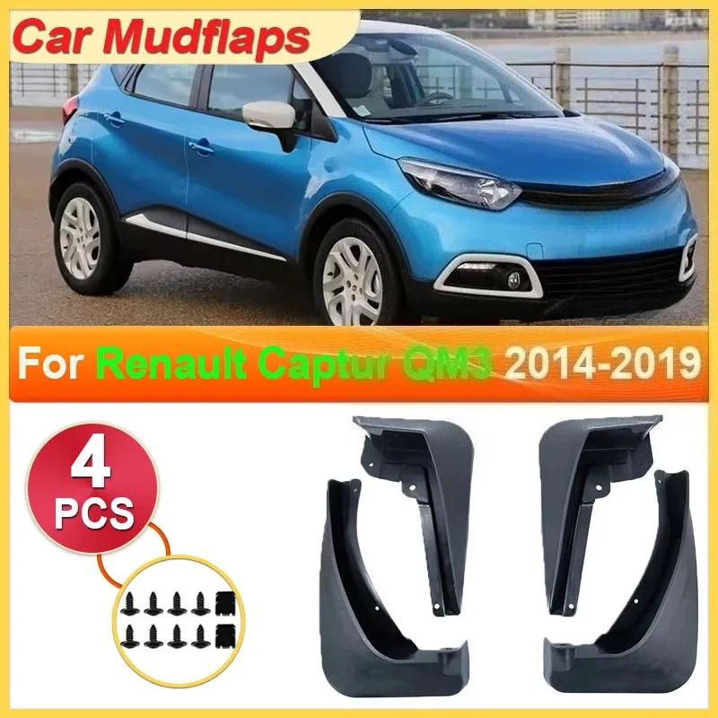 4PCS Car Mudguards Splash Front Rear Wheels Fender Accessories For Renault Captur Samsung QM3 J87 2014-2019 2018 2017 2016 2015
