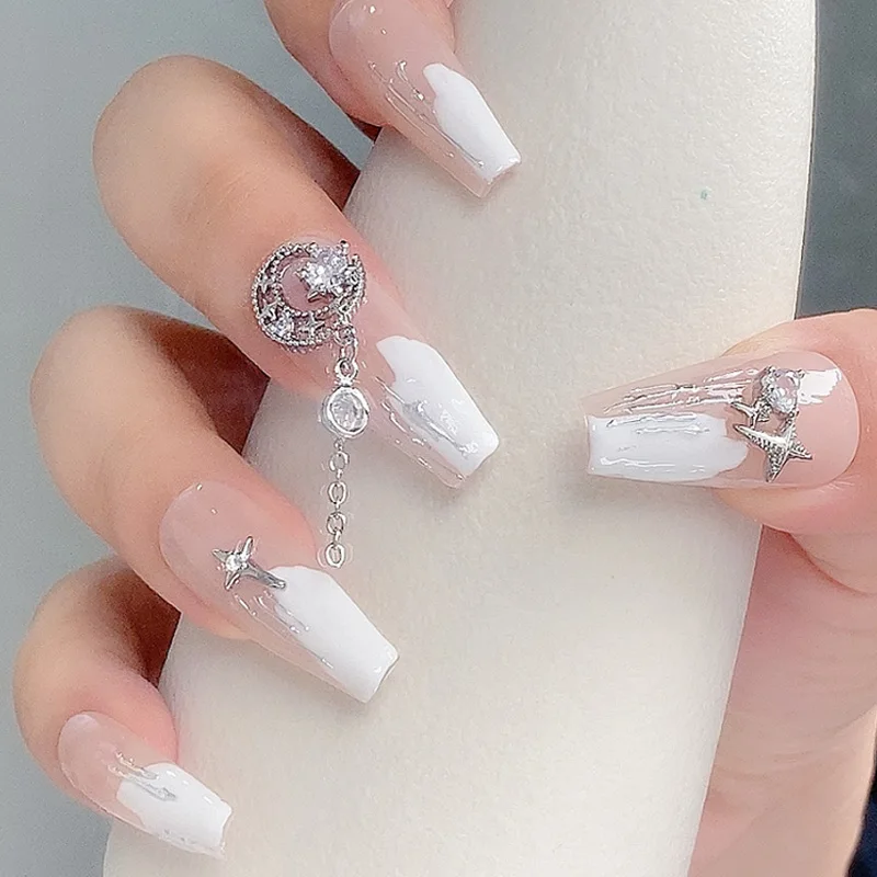 Tszs ศิลปะหมุดตอกหมุดรูปดาวพระจันทร์3ชิ้น/ล็อตรูปลอกทางจิตหลายแบบทำมือเคล็ดลับการทำเล็บมือ3D ตกแต่งเล็บเล็บที่สมบูรณ์แบบ