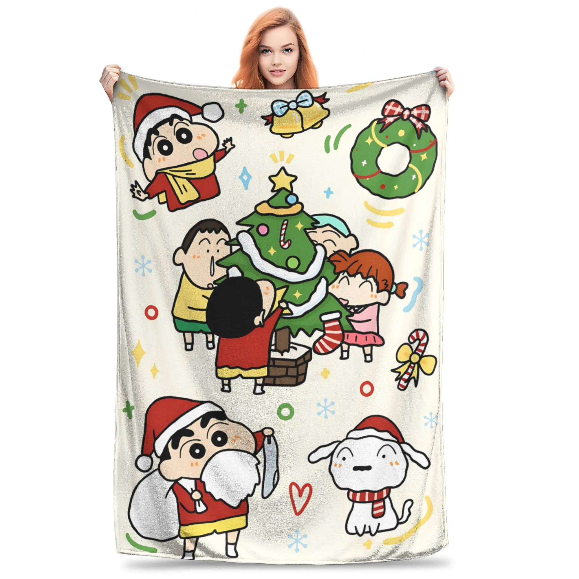 1PC home Cutecore Room Decor Crayon S Shin chan Blanket Throw Blanket  Novelty Warm Blanket All Season