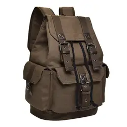 Men’s Vintage Canvas Backpack Satchel Rucksack School Bag Camping Bag Coffee