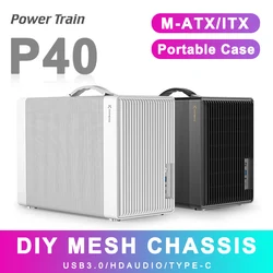 Power Train P40 Mesh MATX Desktop Case ITX Small Computer Handheld DIY Mini ITX Computer Chassis Support ATX/SFX Power Supply