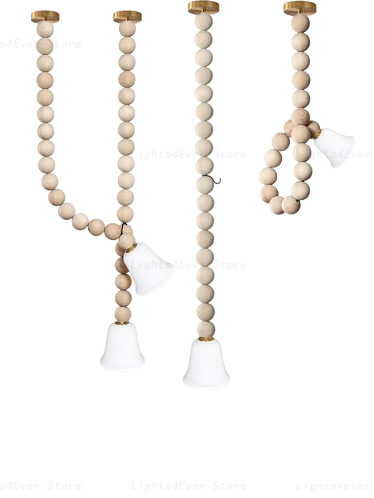 New Trendy Nordic Natural Wood Necklace Pendant Light Home Applicant LED Dining Room Hanging Lamp For Warm Up House Living Room
