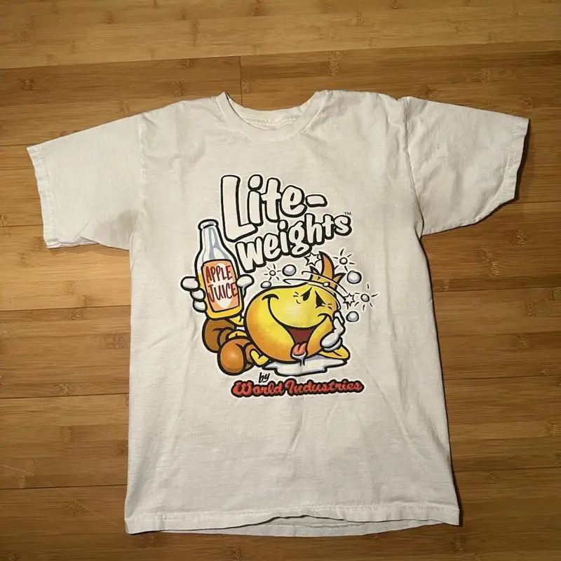 VTG Lite Weights World Industries Skateboard Retro T- Shirt White Small