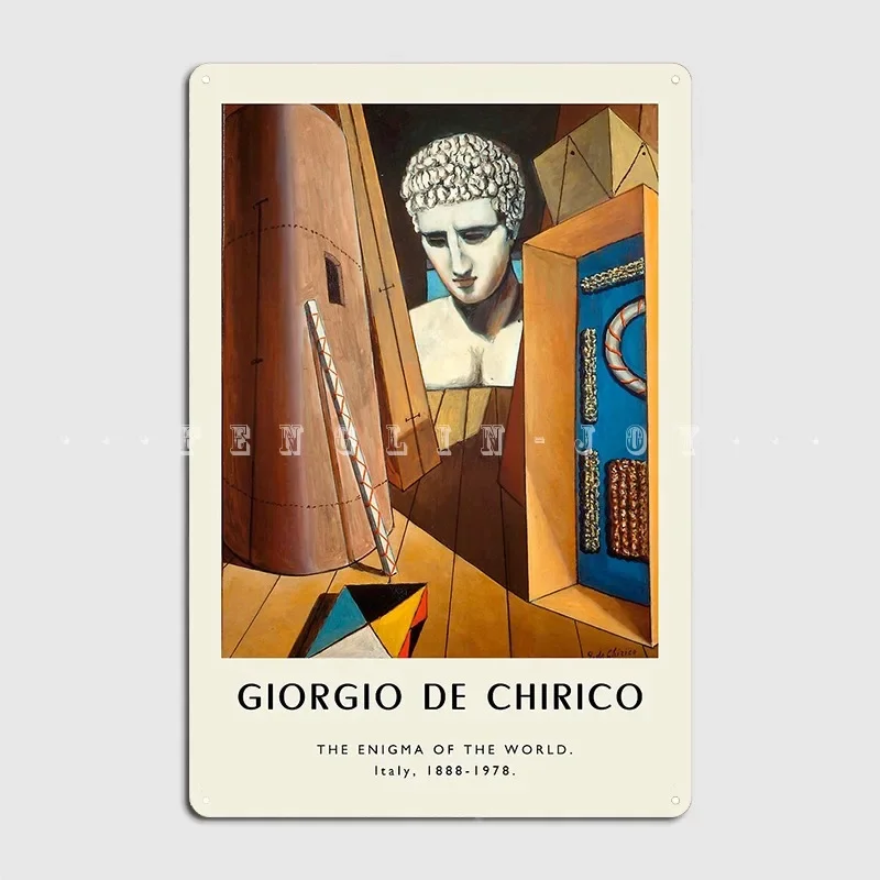 Poster Giorgio De Chirico The Enigma Of The World Poster Metal Plaque Printing Mural Wall Plaque Wall Mural Tin Sign Poster