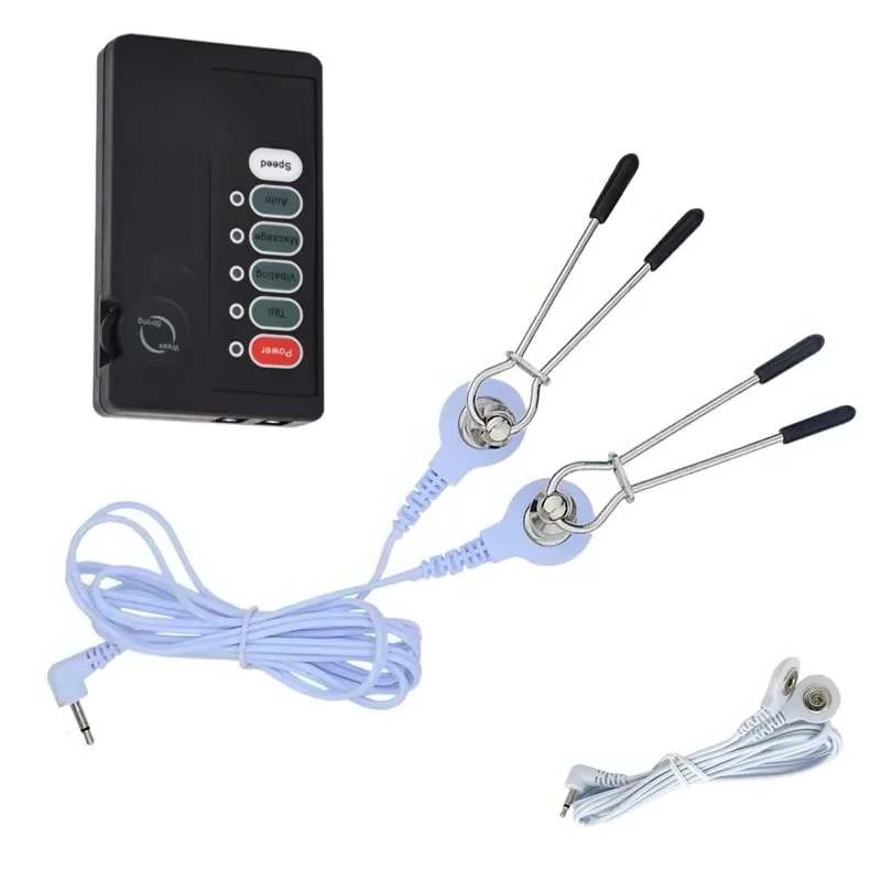Electric Shock Nipple Clamps Flirting Toy BDSM Fetish Vaginal Clitoris Stimulator Masturbate Body Massage Sex Toys For Couple