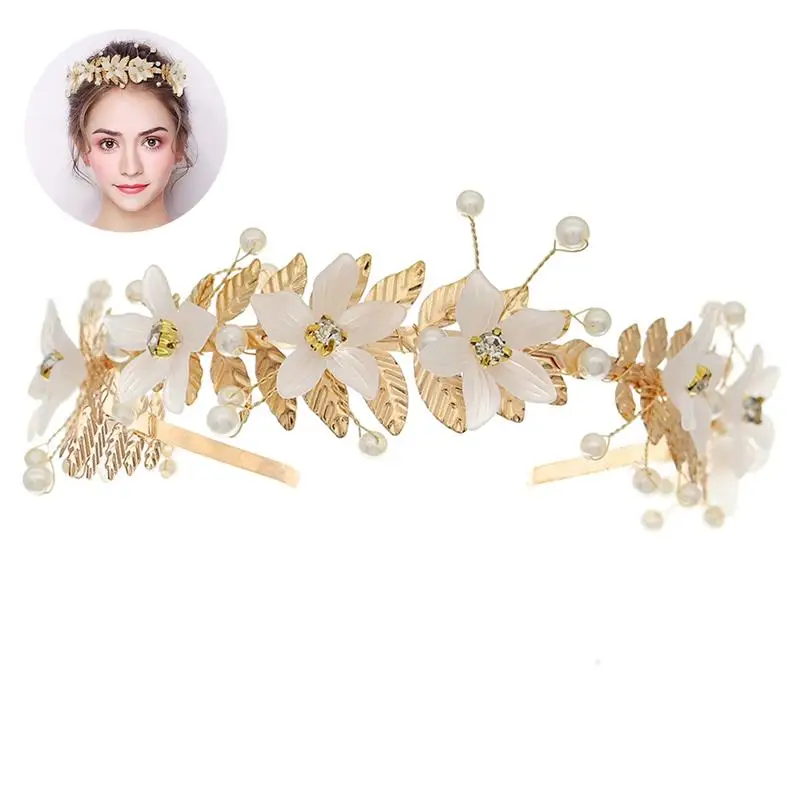 

Wedding Flower Headband Elegant Bridal Headpiece Tiara Hair Ornament For Bride Leaf Hairbands Butterfly Headbands For Women Girl