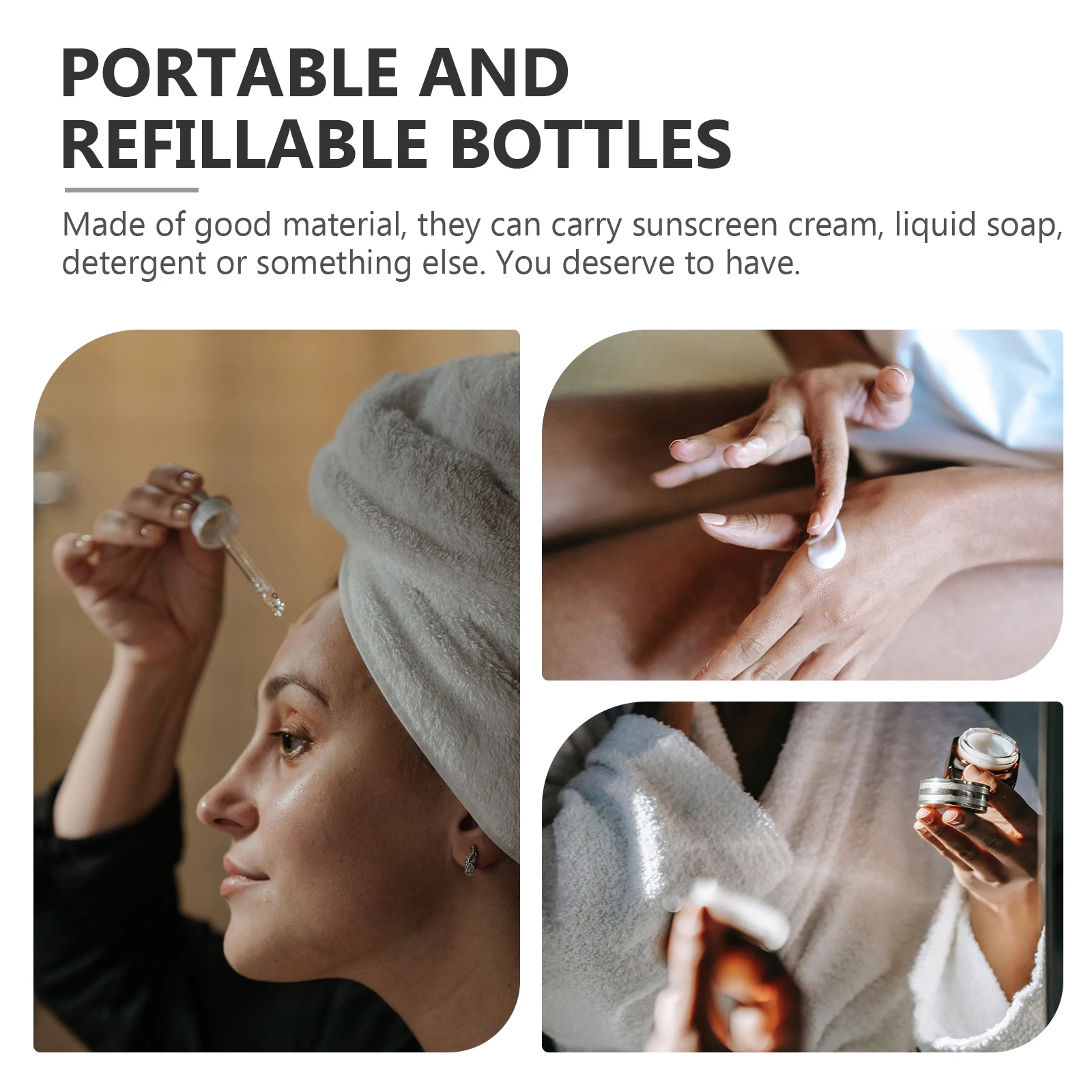 

2pcs Portable Squeeze Lotion Dispenser Leakproof Sub Refillable Empty Containers For Toiletries Sunscreen Lightweight