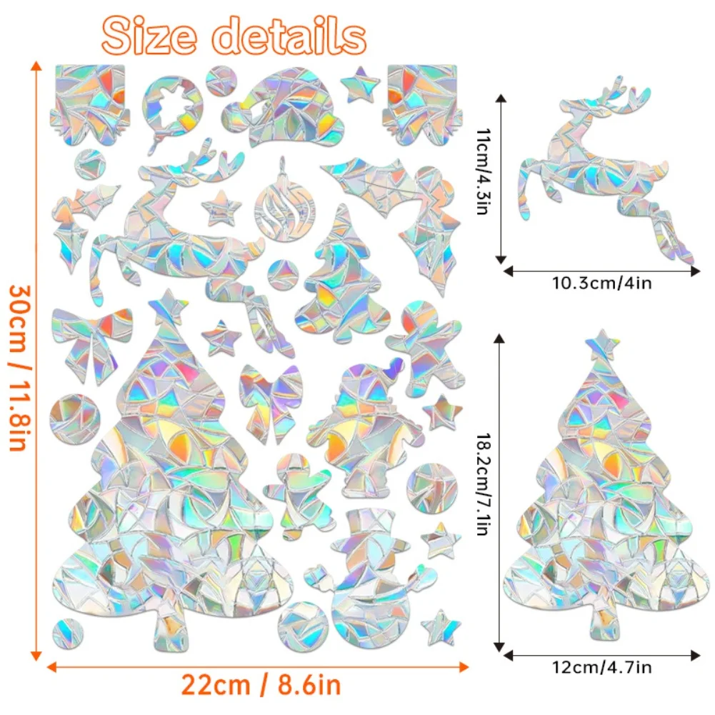 Christmas Window Decal Decoration Set 2PC PVC Electrostatic Adhesion Waterproof Easy Installation for Home and Business