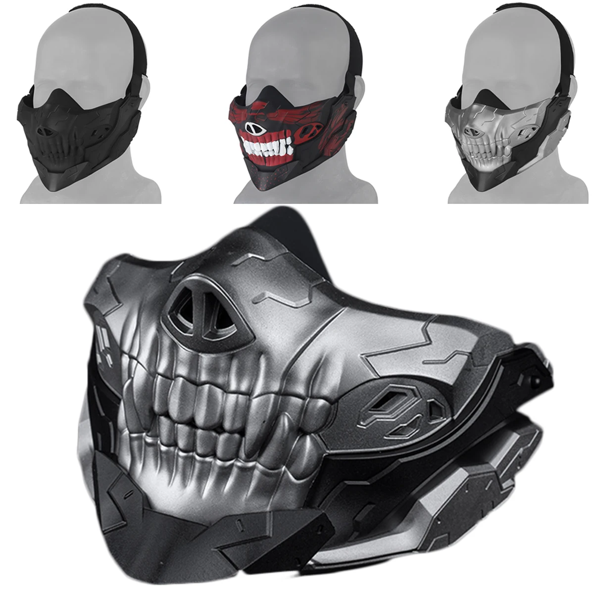 

Tactical Half Face Airsoft Mask Silicone Breathable Adjustable Paintball Shooting Protective Mask for Role Playing Movie Props