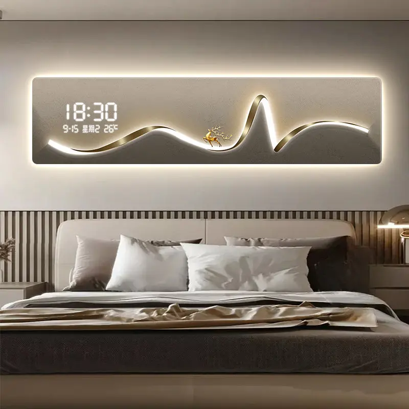 Simple modern wall clock bedroom bedside high-end led wall clock living room aesthetic orologio da muro home decorations